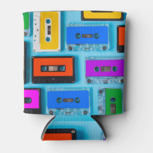 Enfriador De Latas Cassette retro: Colección de fondo azul