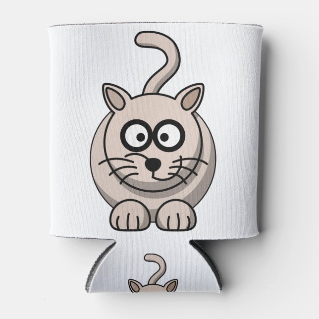 Enfriador De Latas Cat Grey Panther Feline Wildcat Albino Predator (Anverso)