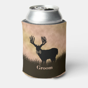 Enfriador De Latas Caza del paisaje de la silueta de Groom Deer Stag