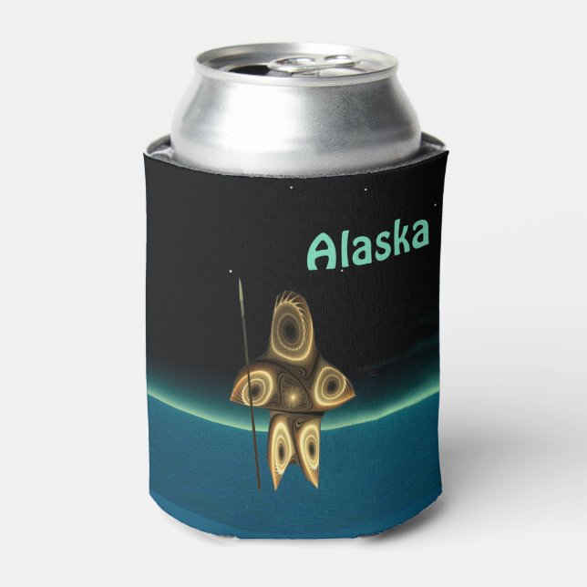 Enfriador De Latas Cazador inuit fractal - Alaska (Lata Anverso)