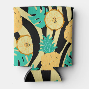 Enfriador De Latas Cebra, monstera, piña: patrón de verano.