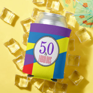 Enfriador De Latas Celebración de hito colorido y fabuloso 50