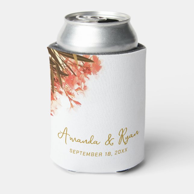 Enfriador De Latas Celebración del Boda naranja Oleander Flowers (Reverso de la lata)
