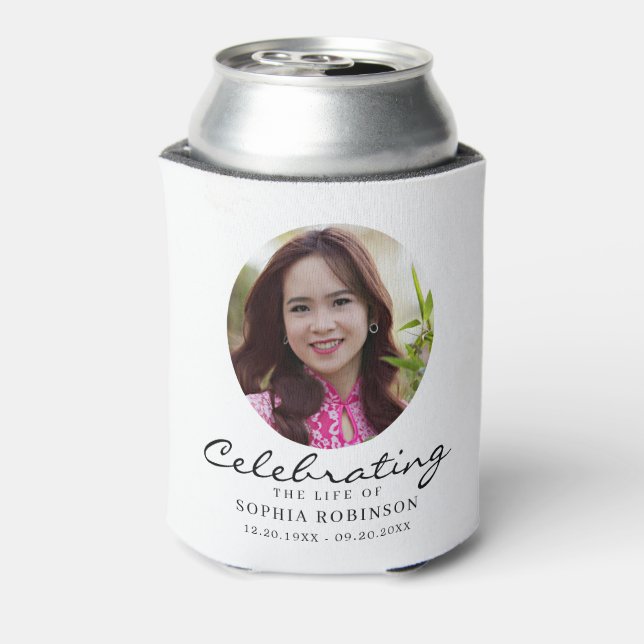Enfriador De Latas Celebration of Life Photo Memorial Keepsake (Reverso de la lata)