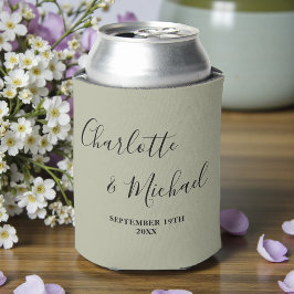 Enfriador De Latas Cement Grey Script Minimalist Wedding