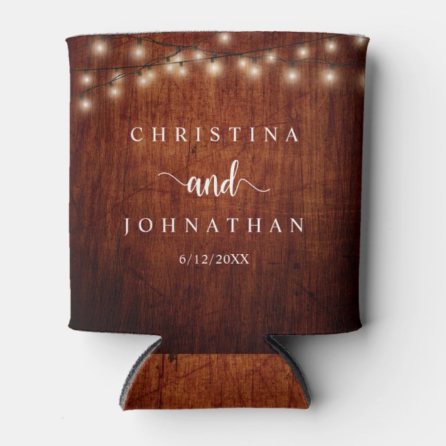 Enfriador De Latas Cena boda y Fiesta, luces de cuerdas rusticas (Anverso)