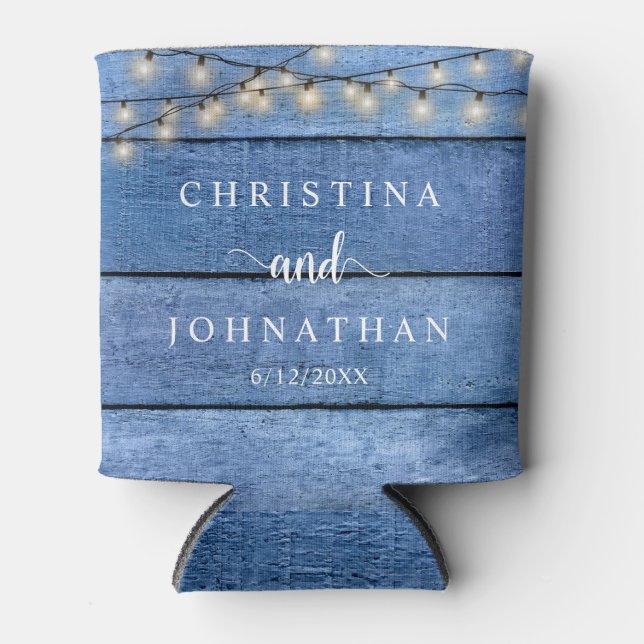 Enfriador De Latas Cena boda y Fiesta, luces de cuerdas rusticas (Anverso)