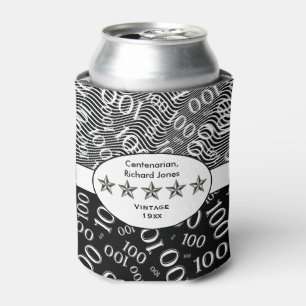 Enfriador De Latas Centenarian, 100o cumpleaños blanco y negro