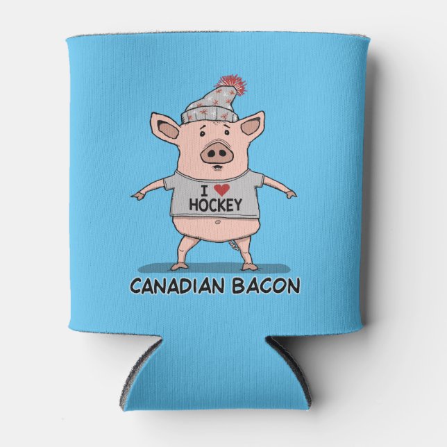 Enfriador De Latas Cerdo de Bacon canadiense divertido y lindo (Anverso)
