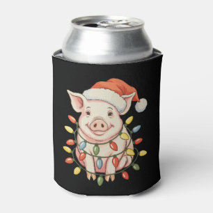 Enfriador De Latas Cerdo de Navidad Luces de Navidad Santa Heno Tempo
