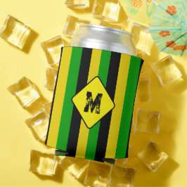 Enfriador De Latas Cerveza monograma rayada de bandera jamaicana