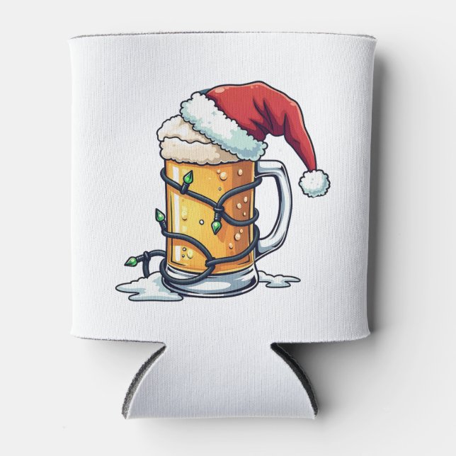 Enfriador De Latas Cerveza navidad Envuelta Con Luces De Navidad (Anverso)