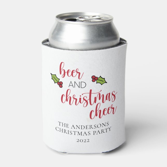Enfriador De Latas Cerveza y Navidades celebran divertida personaliza (Lata Anverso)