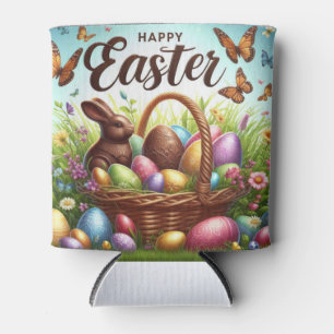 Enfriador De Latas Cesta de Pascua colorida y feliz con huevos