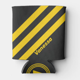 Enfriador De Latas Chaqueta amarilla retro Tres bandas con nombre