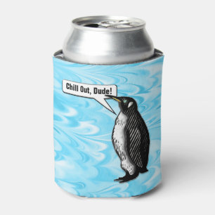 Enfriador De Latas Charla fresca del pingüino (personalizada)