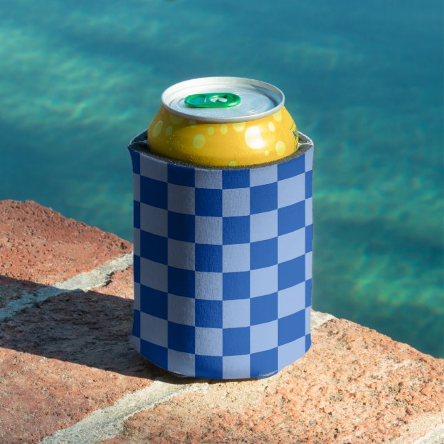 Enfriador De Latas Checkerboard azul cobalto (Piscina in situ)