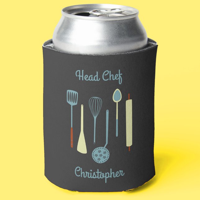 Enfriador De Latas Chef jefe personalizado (Head Chef personalized vintage kitchen design can cooler)