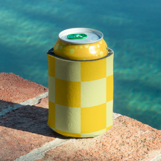 Enfriador De Latas Cheques retro coloridos amarillos (Piscina in situ)