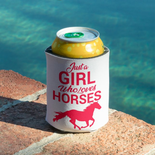 Enfriador De Latas Cherry Red Just A Girl Who Loves Horses   (Piscina in situ)