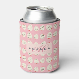 Enfriador De Latas Chic Girly Strawberry Pattern Monograma Regalos