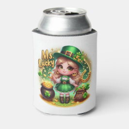 Enfriador De Latas Chica animado St. Patrick's Day Cute