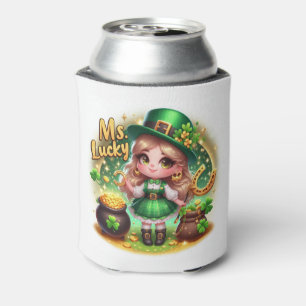 Enfriador De Latas Chica animado St. Patrick's Day Cute