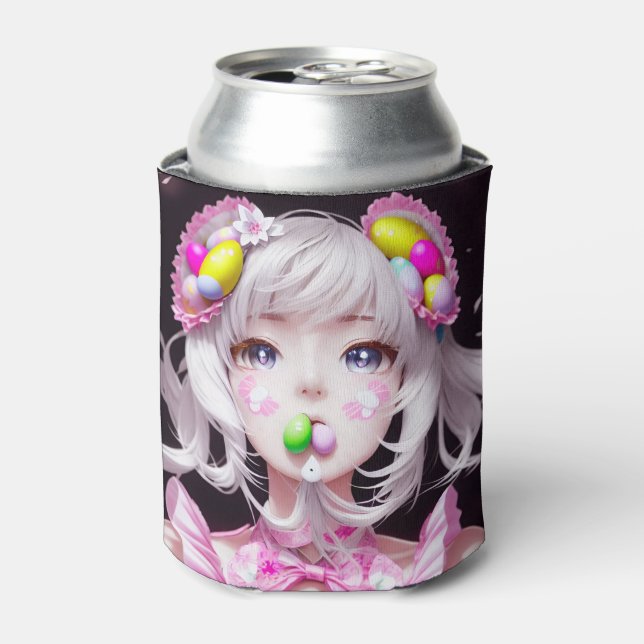 Enfriador De Latas Chica Anime de Pascua/Primavera (Lata Anverso)