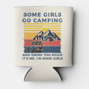Enfriador De Latas Chica de camping curiosos Chicas retro Camp regalo