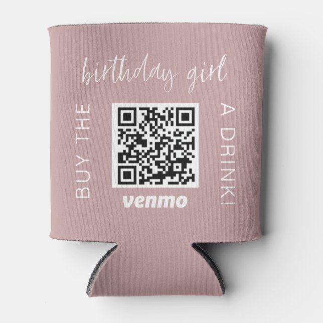 Enfriador De Latas Chica De Cumpleaños Código QR Comprar Una Bebida C (Anverso)