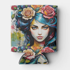 Enfriador De Latas Chica Face con estilo acuarela de Rosas