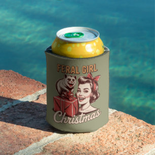Enfriador De Latas Chica Feral Navidad Oposum Xmas Basura Retro