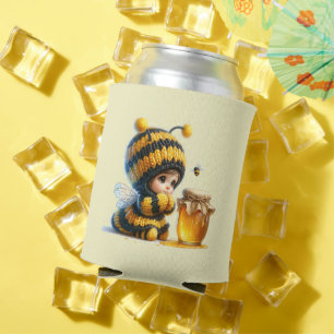 Enfriador De Latas Chica lindo con traje de abeja con miel