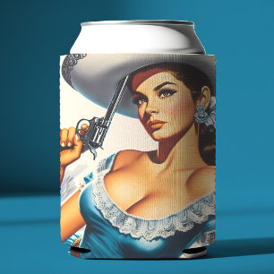 Enfriador De Latas Chica pin-up del Oeste Salvaje Retro