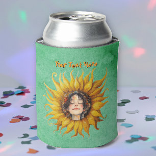 Enfriador De Latas Chica sonriente con cabello castaño dentro de gira