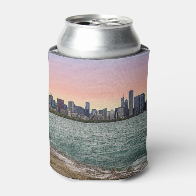 Enfriador De Latas Chicago Skyline Painterly (Lata Anverso)