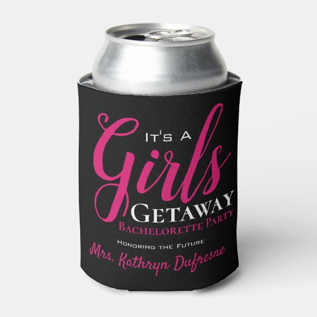 Enfriador De Latas Chicas de moda Getaway Bachelorette Party (Lata Anverso)