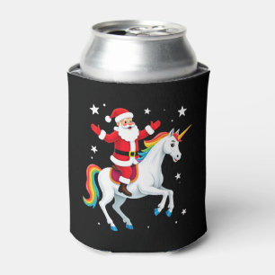 Enfriador De Latas Chicas de navidad de Santa Riding, unicornio