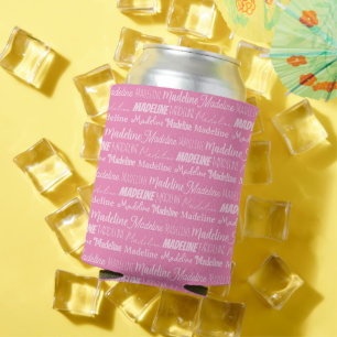 Enfriador De Latas Chicas rosados bonito Nombre Personalizado de tipo