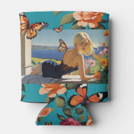 Enfriador De Latas Chicas rubios Monarch Butterflies Paraíso Floral