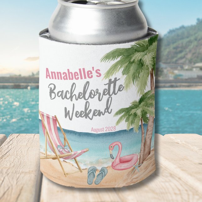 Enfriador De Latas Chicas Tropical Beach Weekend Bachelorette (Beach Girls Weekend Bachelorette Can Cooler)