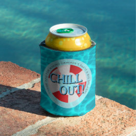 Enfriador De Latas Chill out Piscina Fiesta Personalizado azul rojo