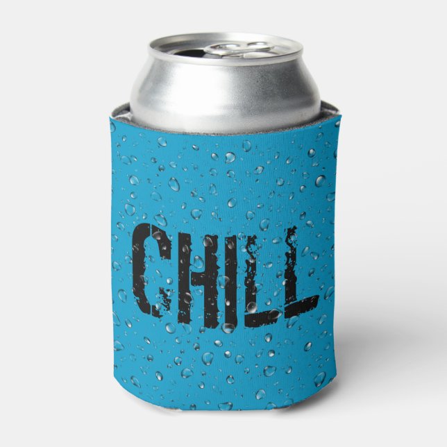 Enfriador De Latas Chill Text and Water Droplet (Lata Anverso)