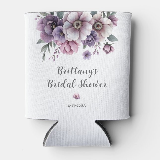 Enfriador De Latas Chimenea de Lavanda Floral Acuarela para Boda  (Anverso)