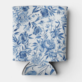 Enfriador De Latas Chinoiserie Azul Floral Botánico Acuarela