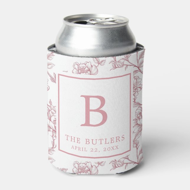 Enfriador De Latas Chinoiserie floral rosa Refrigerador de bebidas Bo (Lata Anverso)