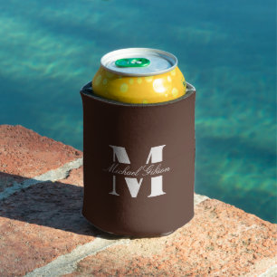Enfriador De Latas Chocolate Bro Monograma Personalizado para Padri