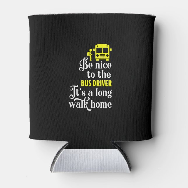 Enfriador De Latas chofer de autobús escolar divertido (Anverso)