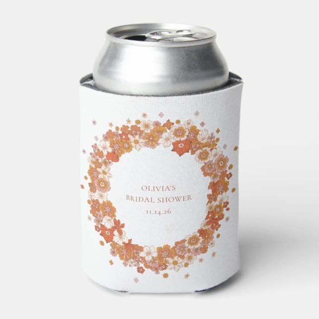 Enfriador De Latas Chorro Boho Naranja Floral Despedida de Soltera Pe (Lata Anverso)