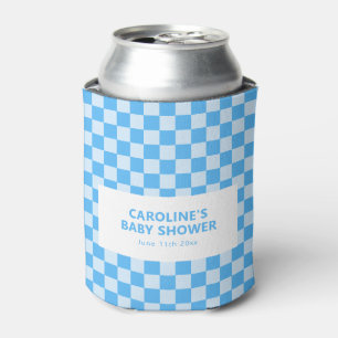 Enfriador De Latas Chorro de bebé retro a cuadros azules con nombre p